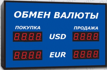 Офисное табло валют Импульс-304-2x2-B