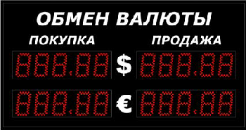Уличное табло курсов валют Импульс-309-2x2xZ5-ER2