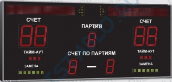 Спортивное табло для волейбола, модель Импульс-721-D21x4-D15x3-L2xS12x32-S3x2-S6x2-Ax2-RYG 
