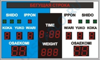 Спортивное табло для дзюдо, модель P-3х1-6х1-3х1-110_4х1-150_БС-1-128b (Размеры 1500х900 мм)