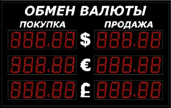 Уличное табло курсов валют Импульс-309-3x2xZ5-EG2
