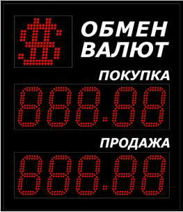 Уличное табло курсов валют Импульс-313-1x2xZ5-S15-EB2