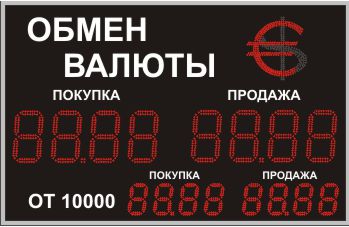 Табло курсов валют №23, модель PB-2-210х8_130x8е-ZN